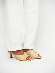 Dante6-Moyra Leren muiltjes met hak butter yellow