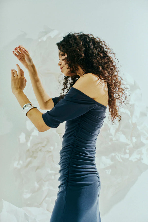 Copenhagen muse CMMEJSE - OFF-SHOULDER DRESS IN BLUE